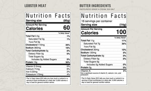 ingredients and nutritional information for Kate's Maine Butter and fresh lobster meat