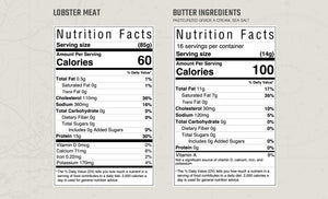 Lobster meat and butter nutrition facts and ingredients
